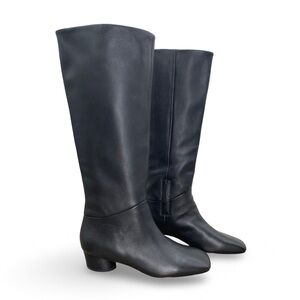 Vince Ramona Square Toe Leather Boot Black Leather Low Heel Size 8 NWT